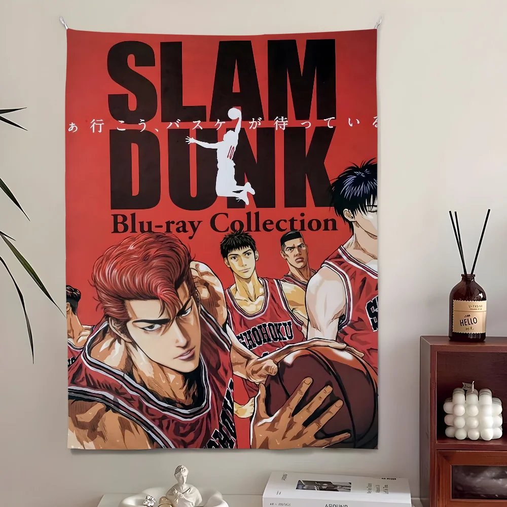 Slam Dunk wall art backdrop featuring iconic basketball scenes


