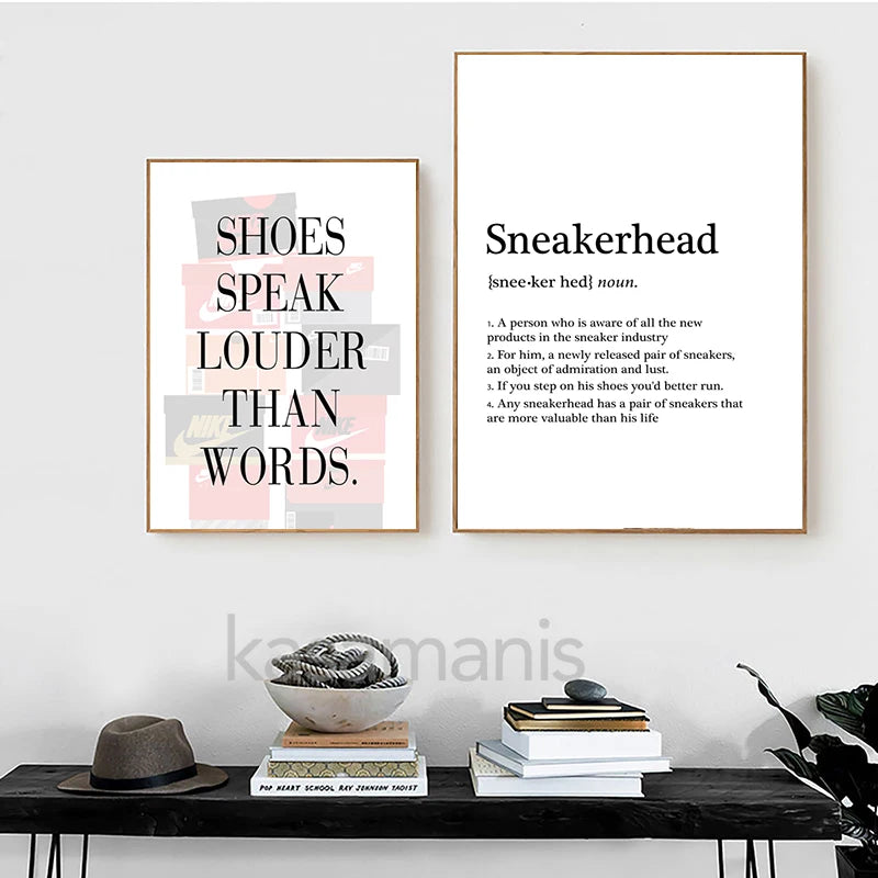 Sneakerhead wall art print with quote for fashion lovers and collectors

