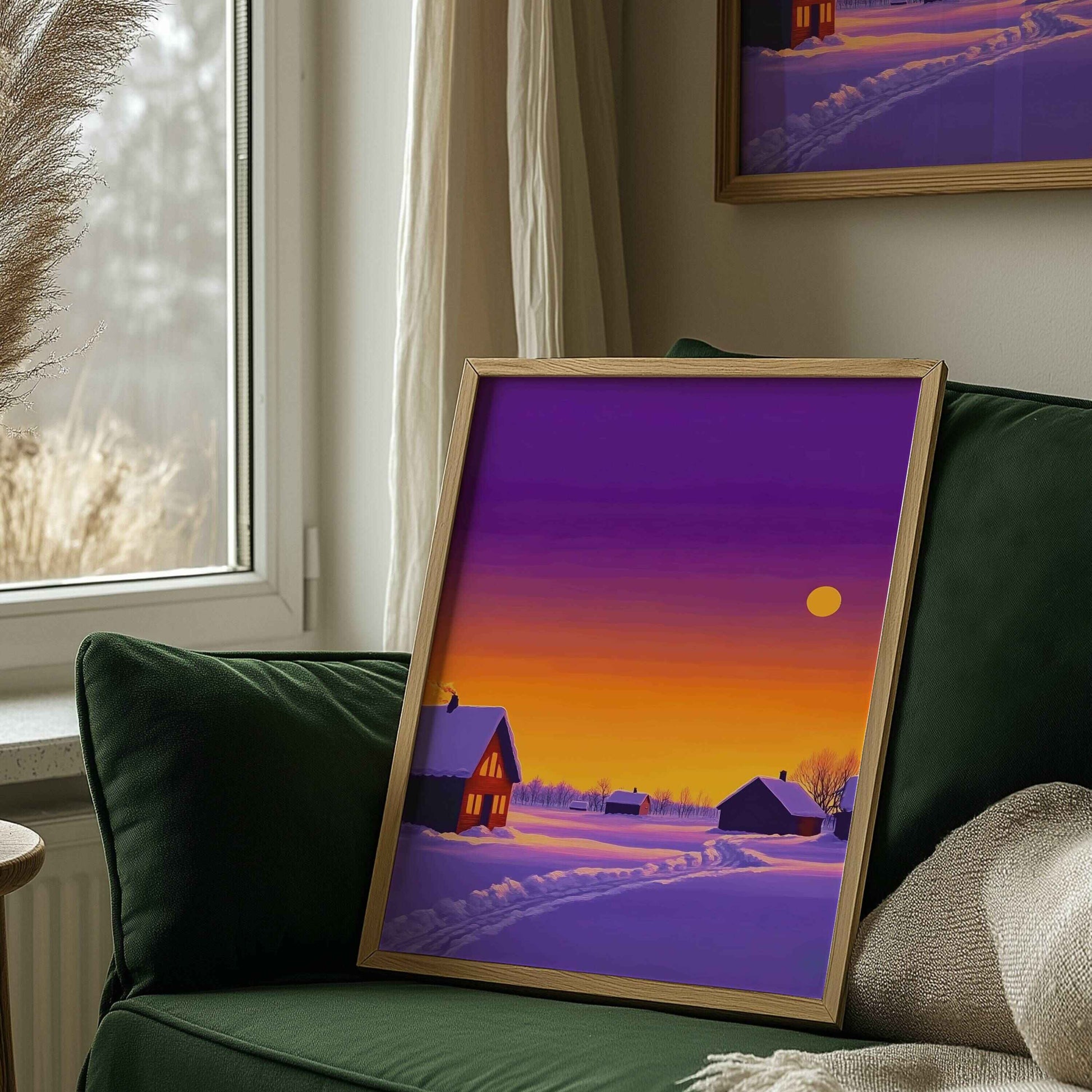 Beautiful winter sunset print for peaceful spaces.	