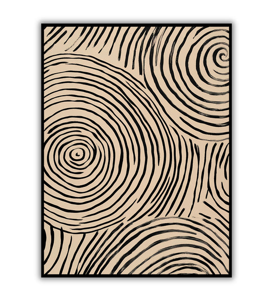Spiral silhouettes poster for abstract wall art, modern home decor, and creative room prints.