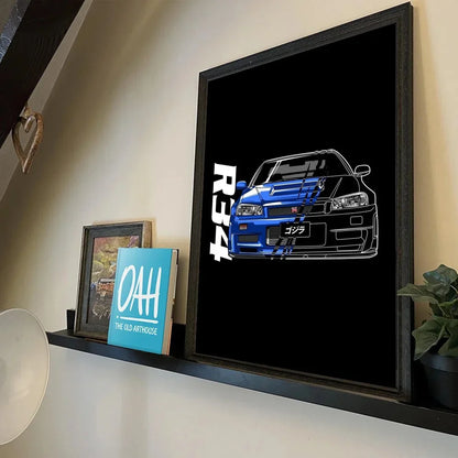 GTR racing car wall decor for sports car enthusiasts
