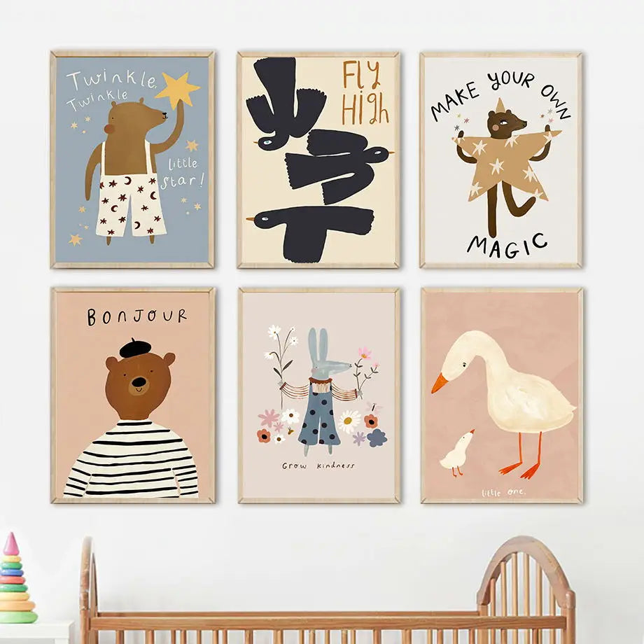 Spotted dog on scooter canvas print for nursery wall

