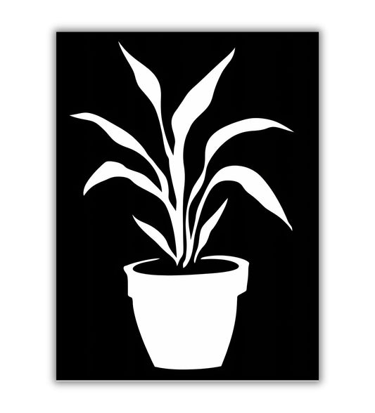 Botanical stencil plant art print for natural wall decor.