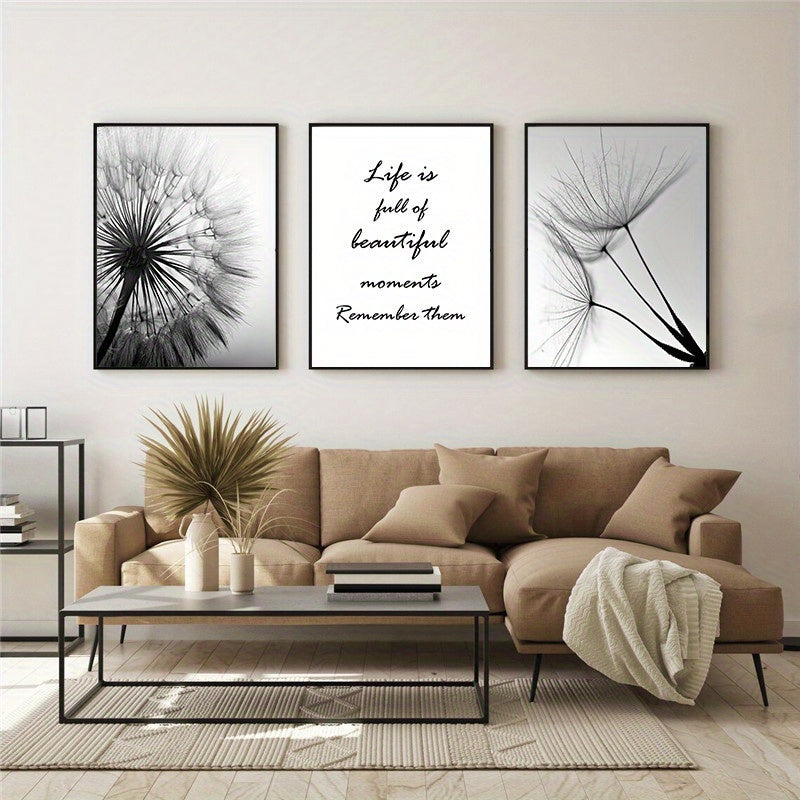 Frameless dandelion wall decor for minimalist spaces
