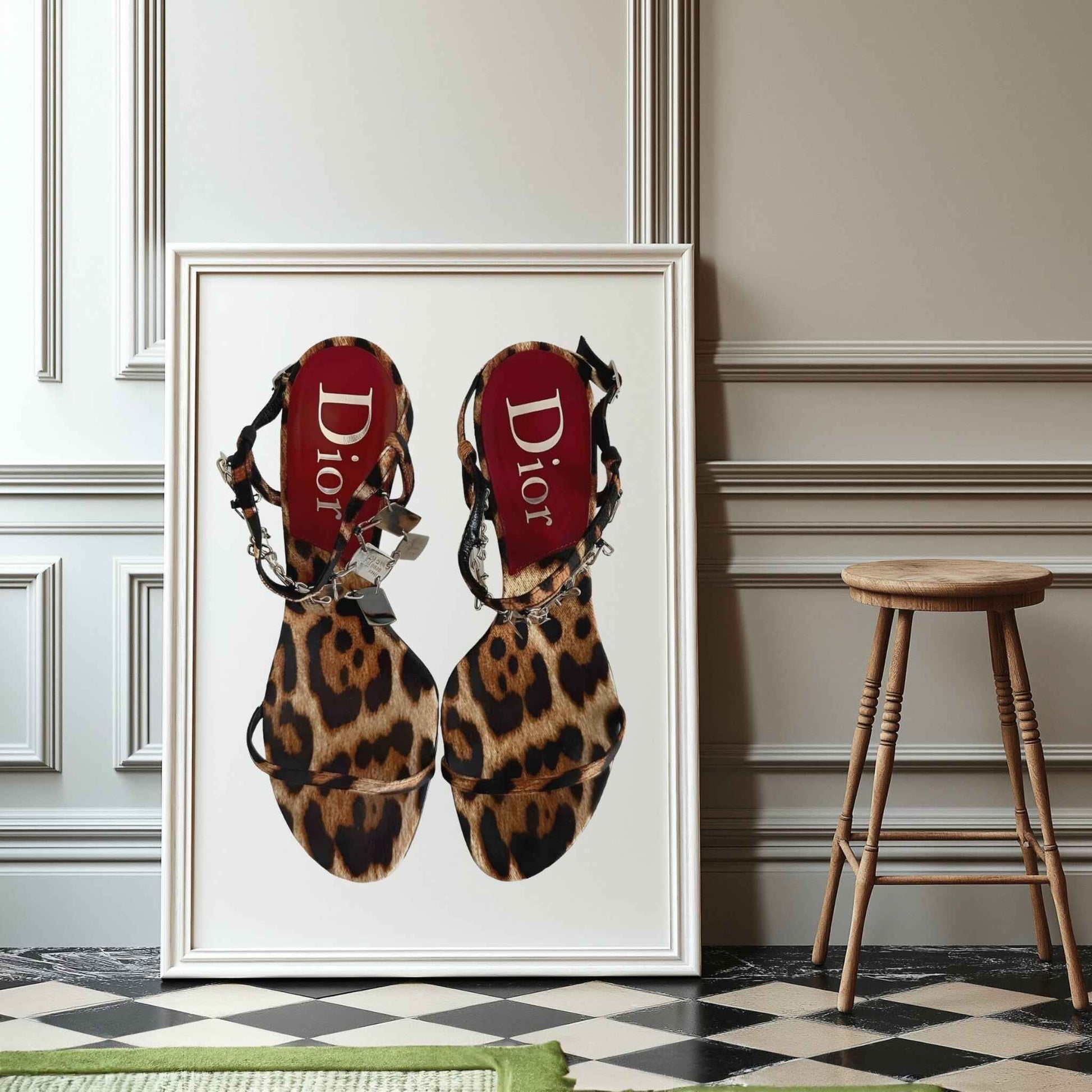 Cheetah heels retro wall decor for gallery and bedroom spaces.





