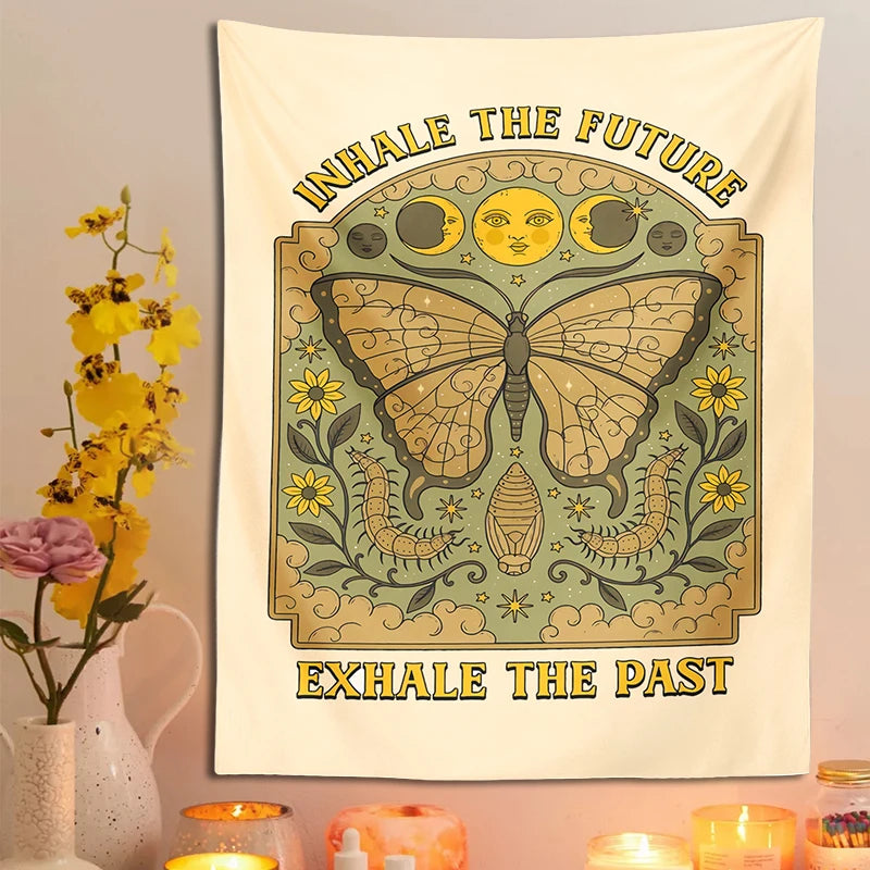 Tarot and astrology-inspired cat tapestry for spiritual home decor

