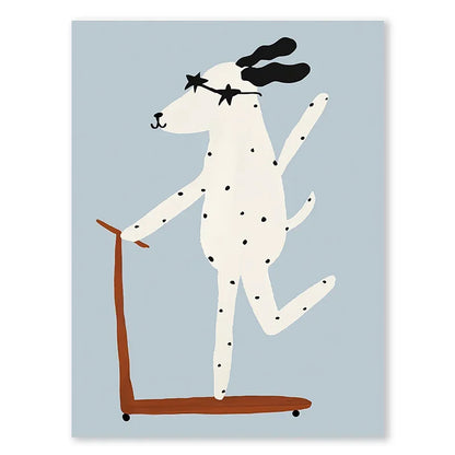 Adorable kids wall poster for baby nursery with cartoon animals and flowers

