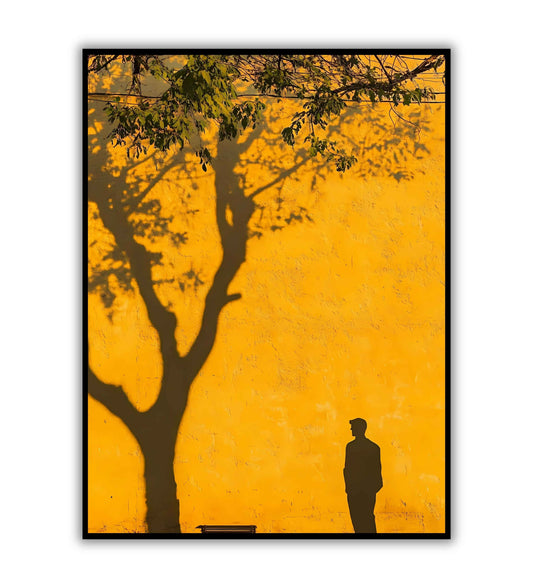Minimalist tree shadow digital art poster for elegant spaces