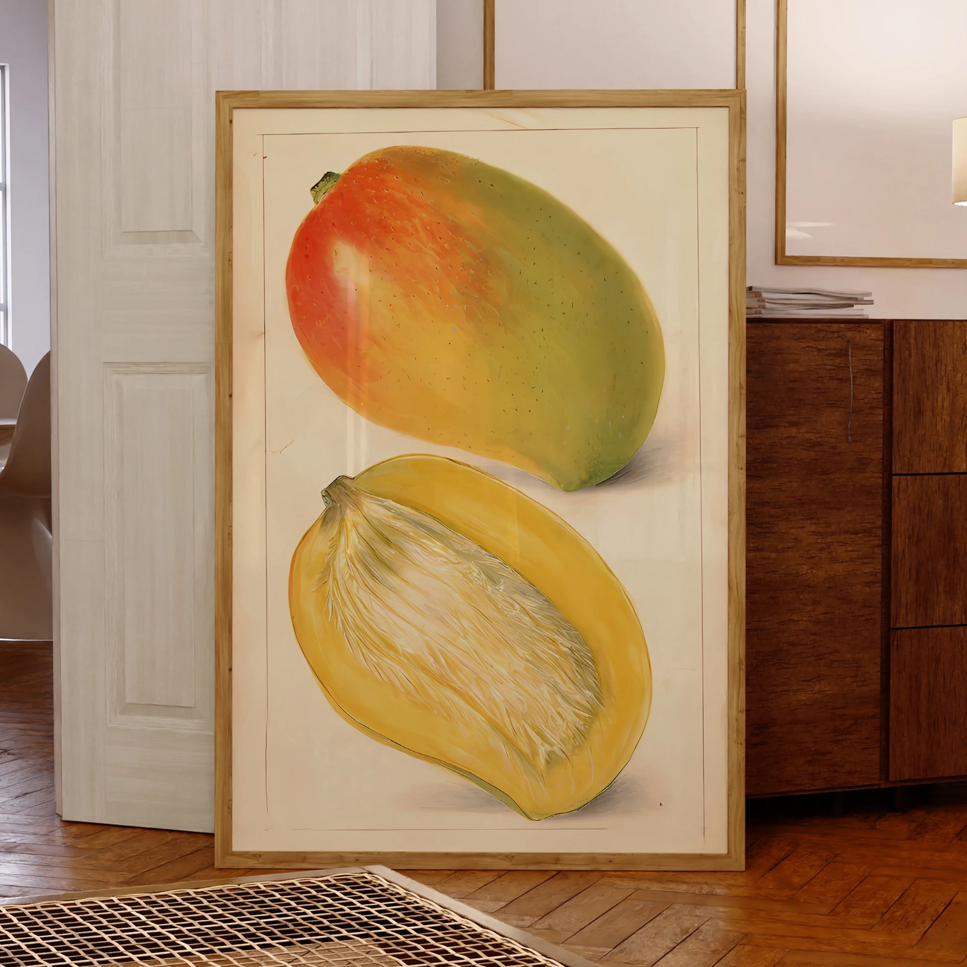 Modern tropical mango illustration wall art canvas print

