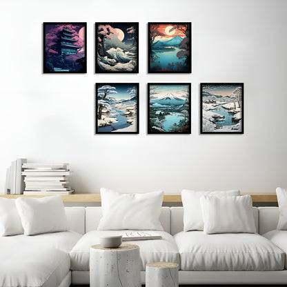 Ukiyoe art collection featuring serene Japan scenery and vintage aesthetic wall decor
