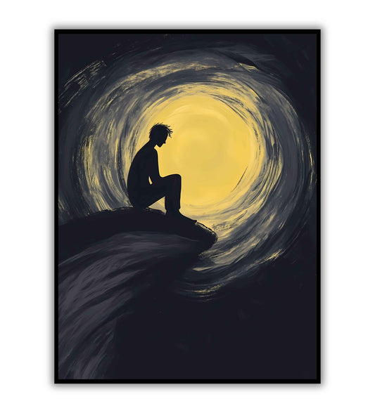 Under the moon night scene wall poster for bedroom decor