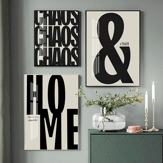 Modern unframed canvas poster with black and beige quote for home decor