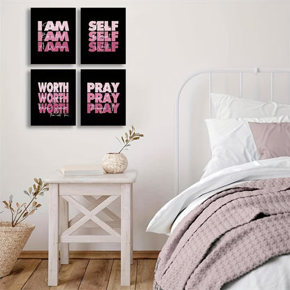 Elegant pink-themed girl motivational posters for home decor
