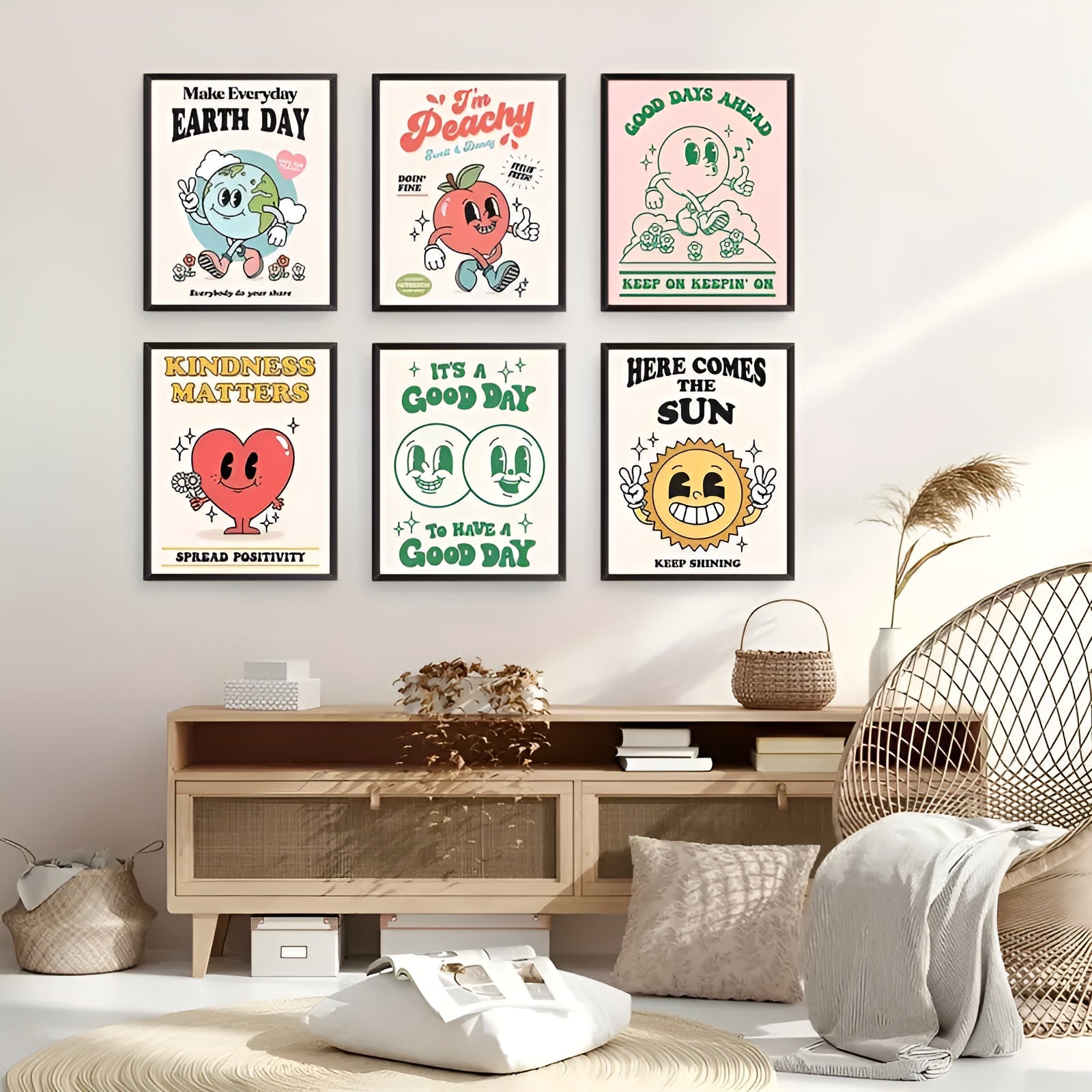 Unframed retro flower art prints for cute and cool room decor
