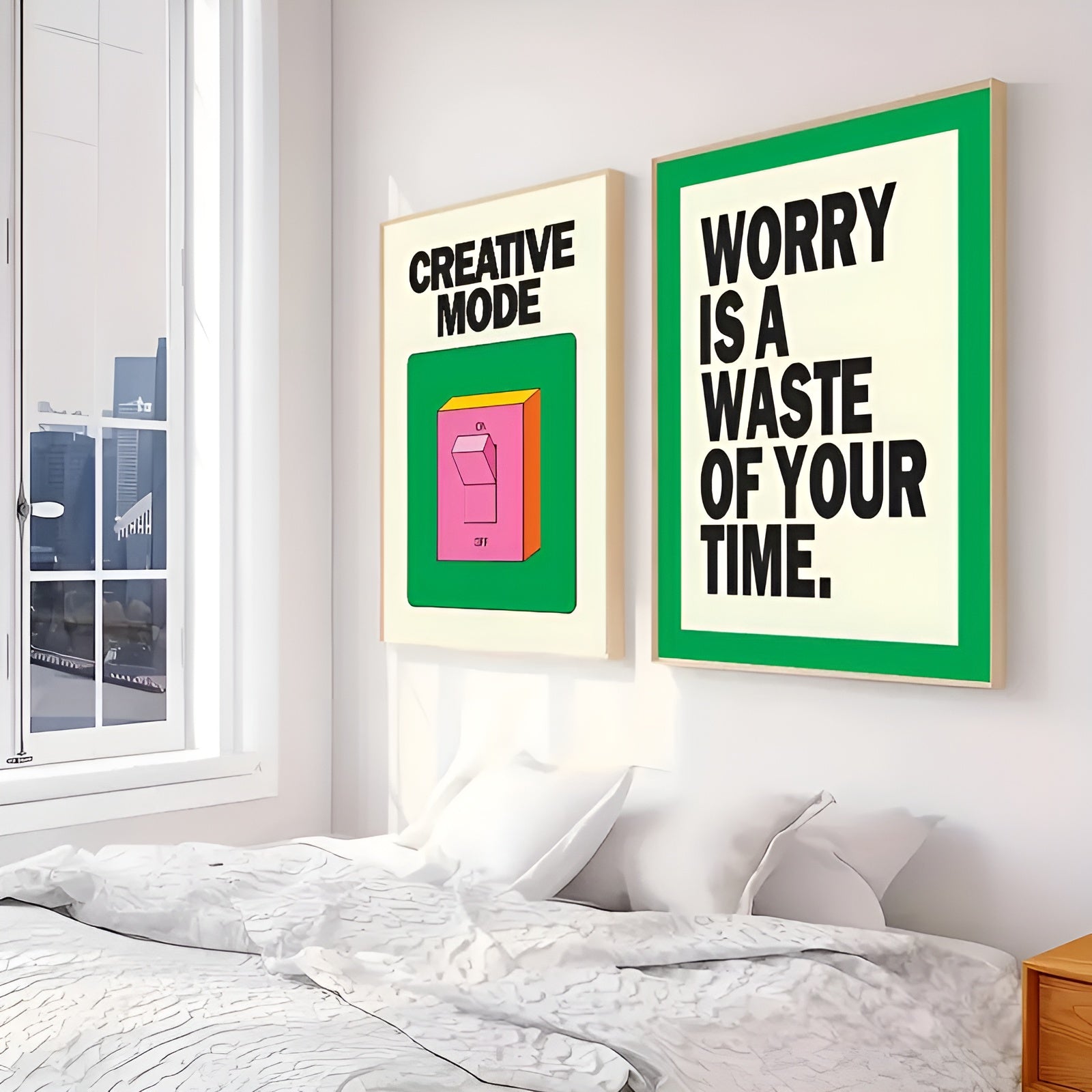 Unique Green Art Print with Funny Funky Quotes for Modern Home Decor
