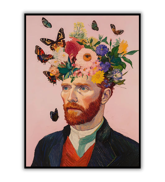 Van Gogh’s Floral Head poster for art lovers and classic wall decor.	