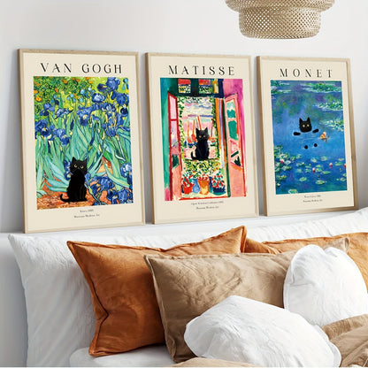 Van Gogh Matisse Monet frameless canvas wall art set for home decor