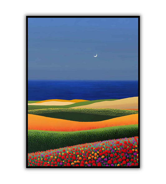 Vibrant landscape wall art printable for colorful interiors