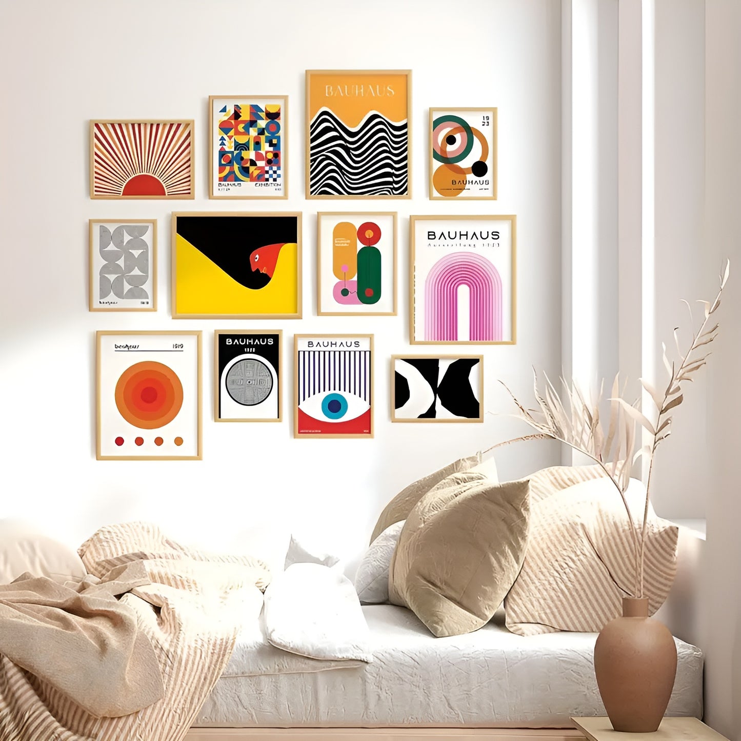 Abstract geometric posters with a Bauhaus design style
