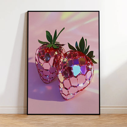 Contemporary canvas painting featuring fragola fruit

