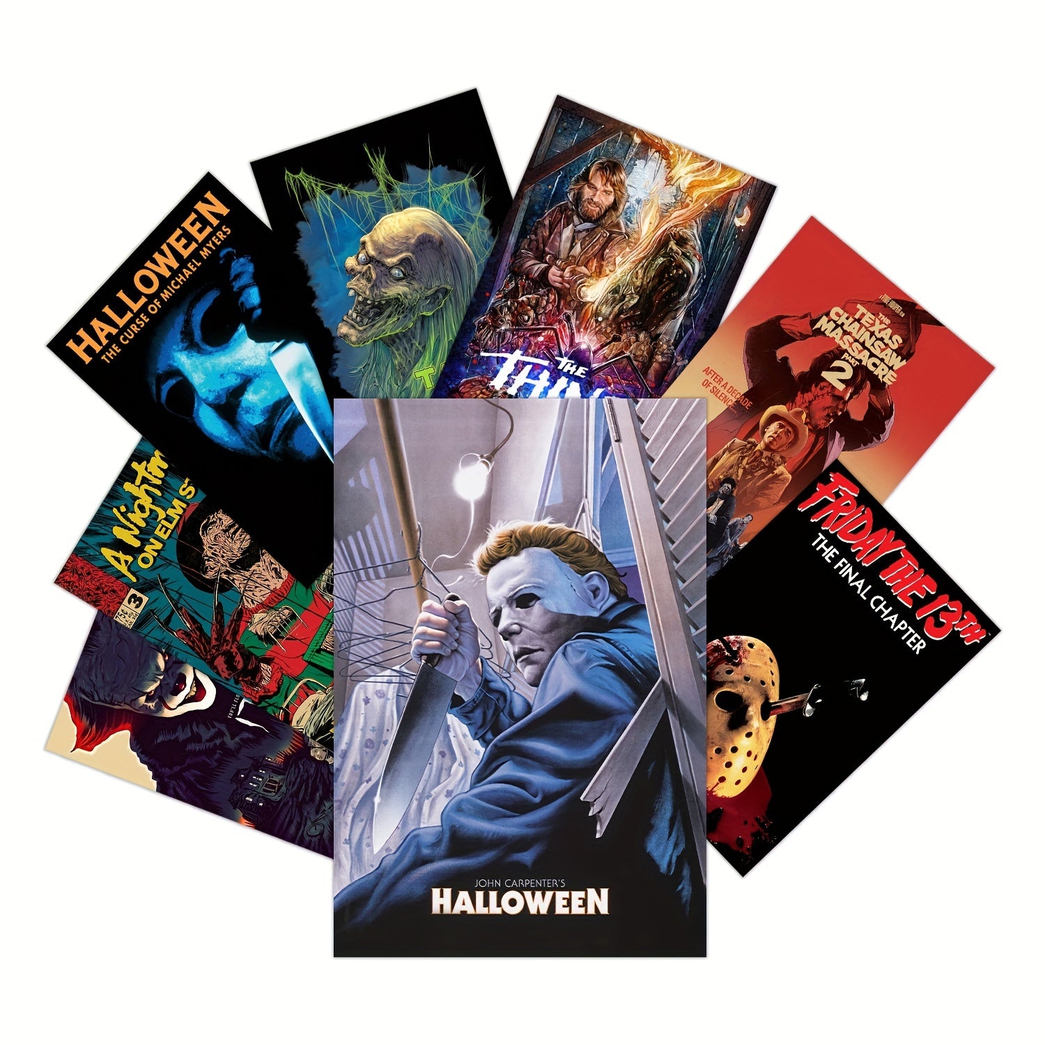 Vintage horror movie poster set for Halloween wall decor
