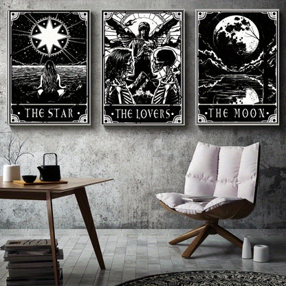 Vintage tarot card art prints for witchy room aesthetic
