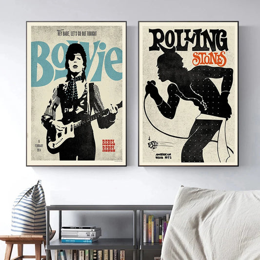 Vintage Rolling Stones rock band wall art poster for living room decor