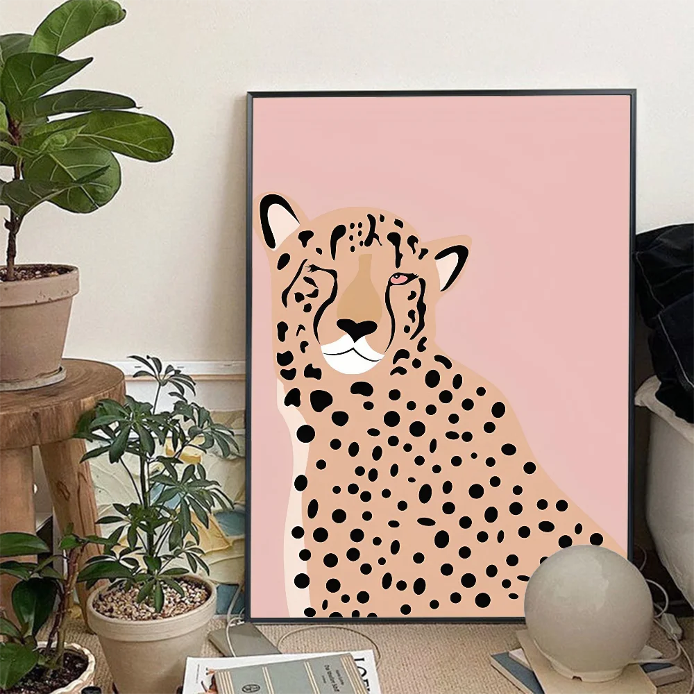Bold girl power leopard and tiger art print for cafe wall decor

