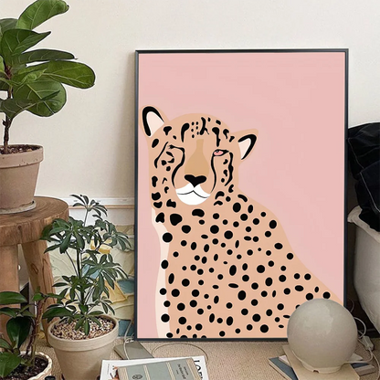 Bold girl power leopard and tiger art print for cafe wall decor

