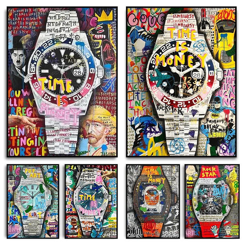 Wall art watch pop art poster street graffiti style home decor
