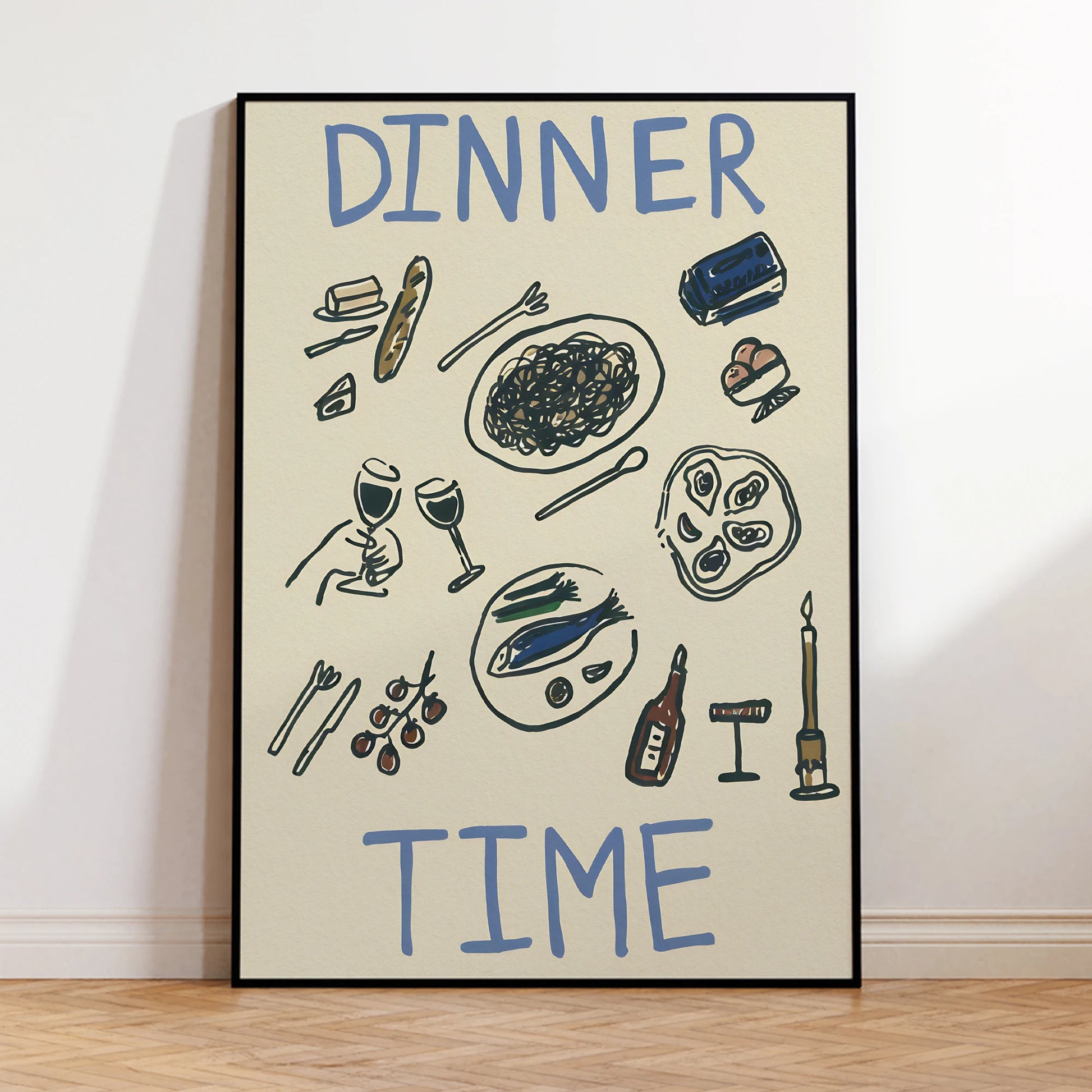 Dinner time art print on waterproof canvas for modern home decor

