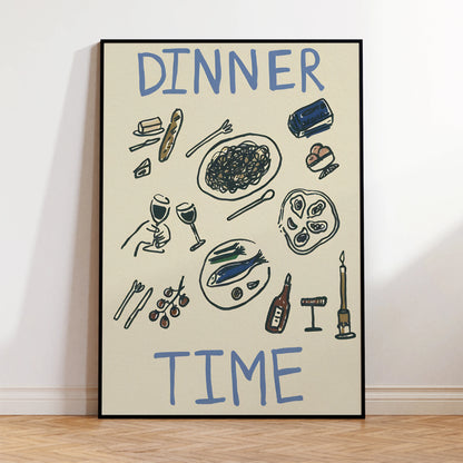 Dinner time art print on waterproof canvas for modern home decor

