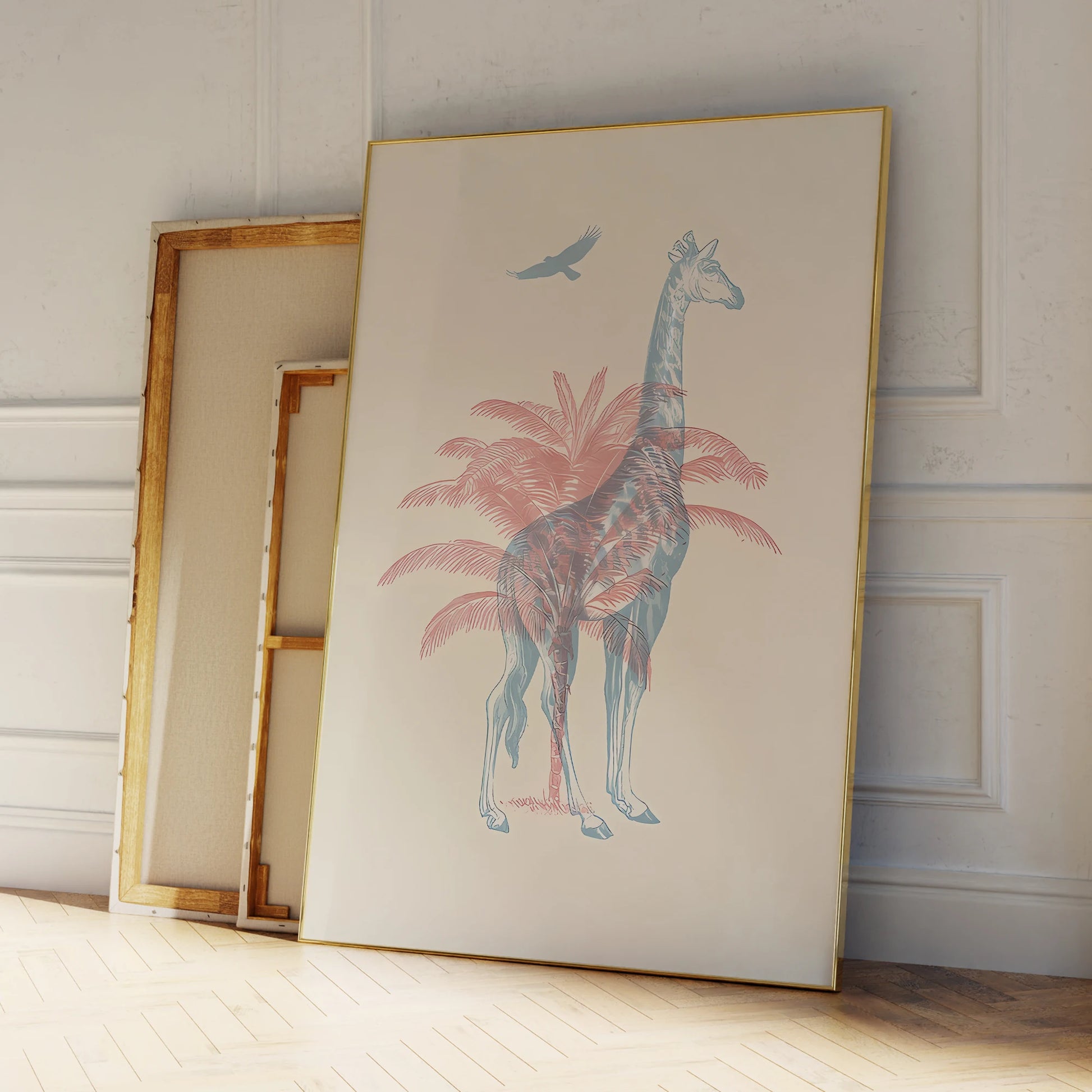 Waterproof cartoon giraffe painting for baby nursery and home decor

