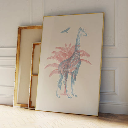 Waterproof cartoon giraffe painting for baby nursery and home decor

