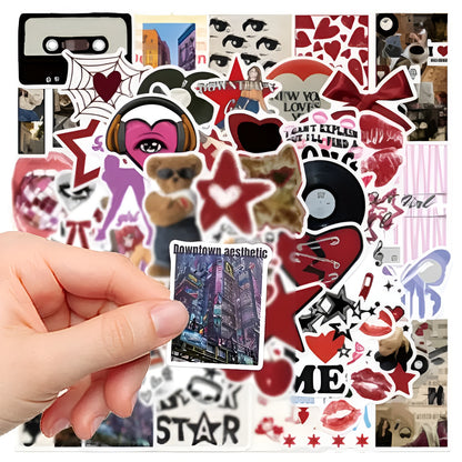 High-quality PVC stickers with colorful retro shapes for personalization
