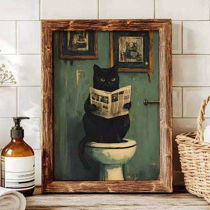 Vintage black cat artwork for modern home interiors.
