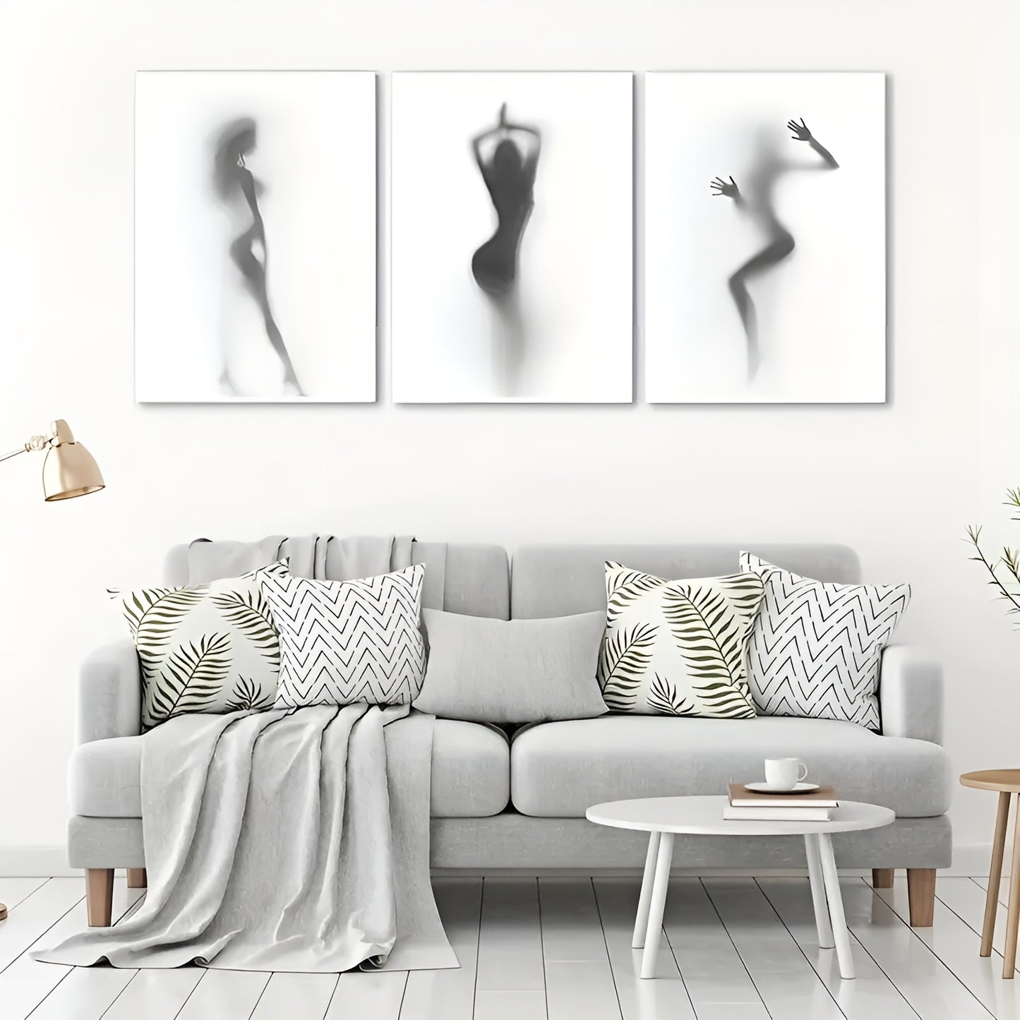 Set of 3 Black And White Silhouette Canvas Posters