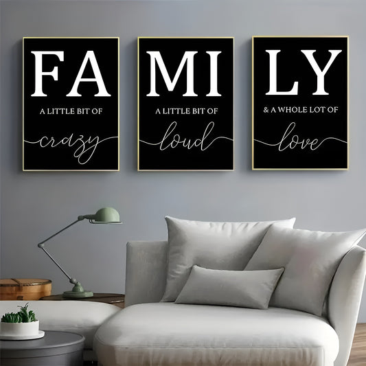 Simple and stylish family love writing canvas wall art prints
