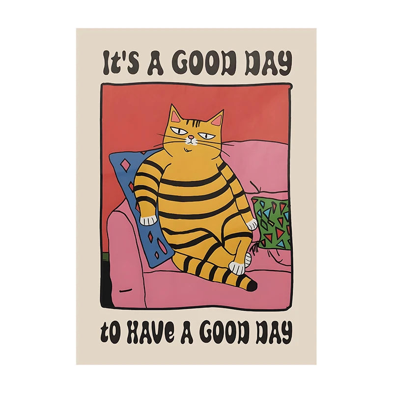 Cute cat chef art print for vintage-inspired kitchen walls

