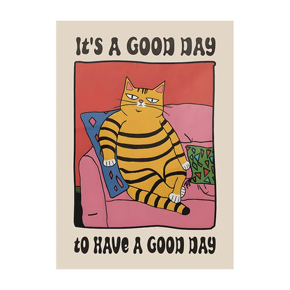Cute cat chef art print for vintage-inspired kitchen walls

