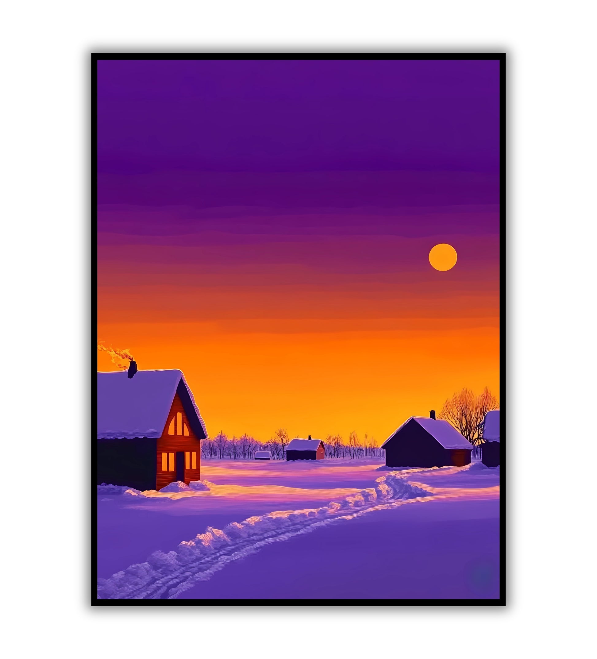 Winter Sunset poster for serene and winter-themed home decor.	