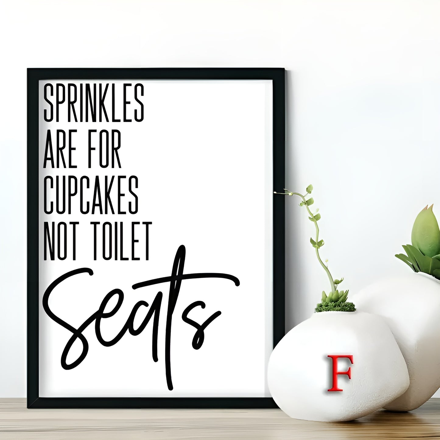 Unframed witty quote bathroom poster set for modern home decor
