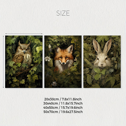 Enchanted woodland animal posters for bedroom and living room decor
