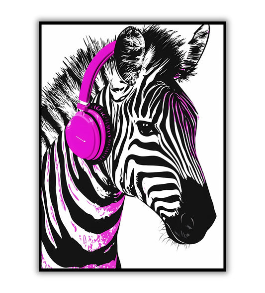 Zebra Beats poster for bold and musical-themed wall decor.