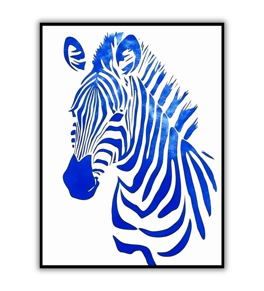 Zebra stencil digital wall poster for black and white decor